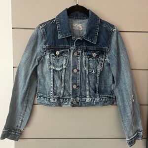 POLO Ralph Lauren Cropped Jean Jacket size 14 faded vintage‎ denim